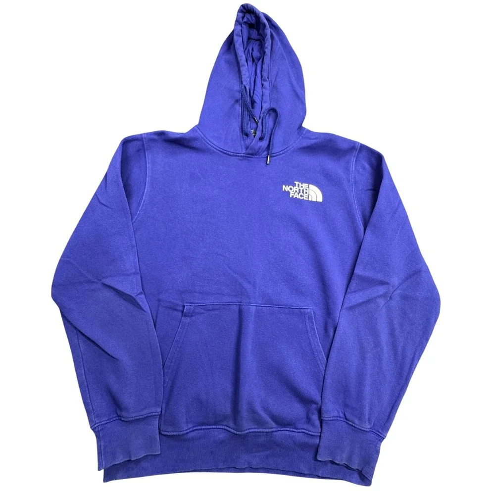 The‎ North Face Hoodie Mens Medium Blue Box Logo Pullover Streetwear